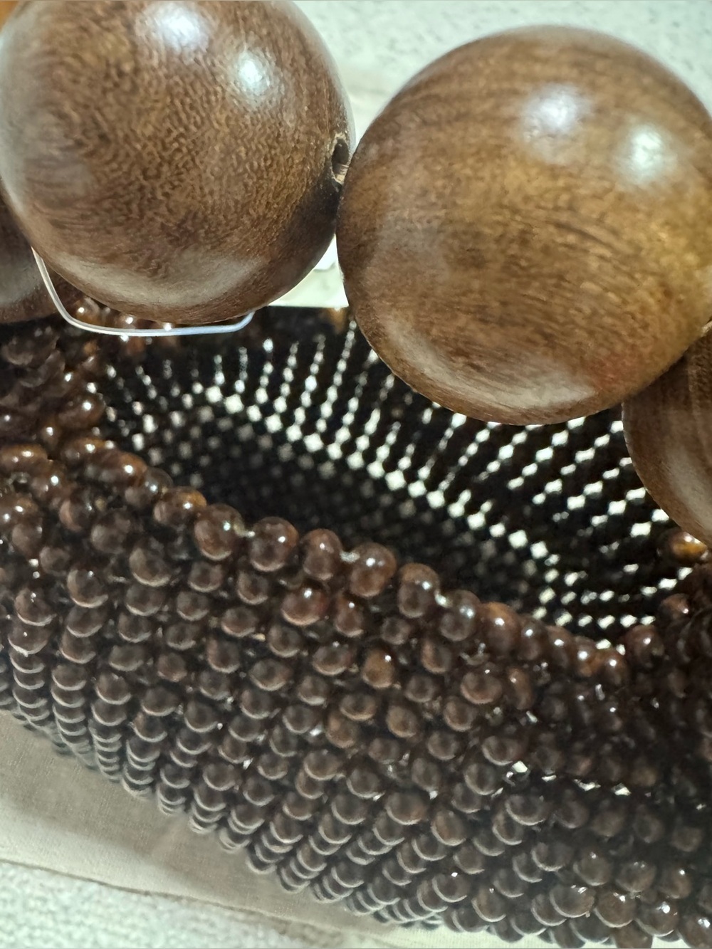 NWT Anthropologie Wooden Beaded Mini Top Handle Bag - Picture 5 of 6